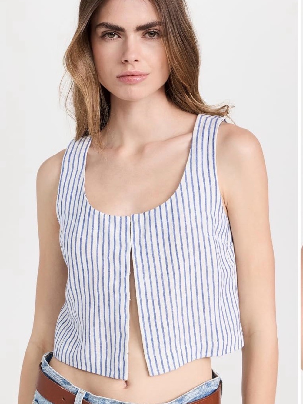 Madewell Scoopneck Crop Tank in 100% Linen